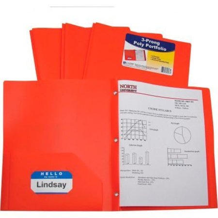 C-LINE PRODUCTS C-Line Products Two-Pocket Heavyweight Poly Portfolio Folder with Prongs, Orange, 25 Folders/Set 33962-BX